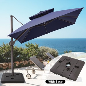 Crestlive Products 10FT Square Double Top Offset Cantilever Umbrella with Base UV30+ Outdoor 360 Degree Rotation 6 Heights Adjustable Umbrella - 1 of 4