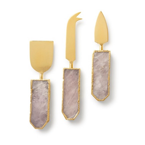 Brittany Rose Quartz Cheese Knives, Set of 3 - image 1 of 4