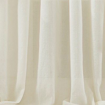 Ivory Sheer Cotton Tab-Top Ruffle Window Curtain Panel