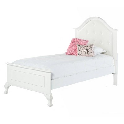 Jenna White Twin Upholstered Bed with Faux Leather Headboard