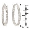 Slickblue Classic Rhodium Plated Inside-Out Hoop Earrings for Women, 1.8ct Round CZ Stones, Lever Back Closure - 3 of 3