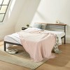 Full HYLEE Metal & Wood Platform Bed Frame with Low Headboard Shelf, Mellow - 2 of 4