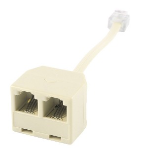 Unique Bargains Telephone Dual RJ11 6P4C Female Socket to RJ11 Male Jack Cord Adapter - 1 of 4