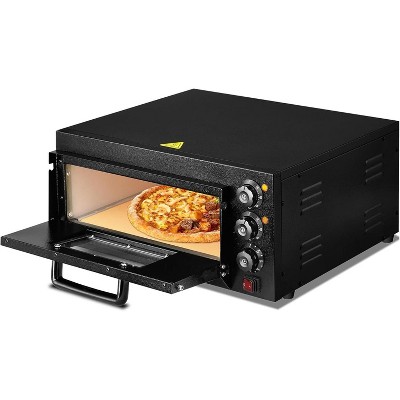 ROVSUN Indoor Pizza Oven Countertop, 1100W Stainless Steel Single Layer Commercial Electric Pizza Oven w/ Timer and Temperature Control, Easy-to-Clean