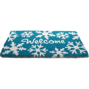 Imports Decor Printed Coir Doormat, Welcome Snowflakes, 18-Inch by 30-Inch - 1 of 3