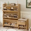GlasFlength Shoe Racks Rattan Storage Cabinet with Bench and Flip Drawers Simple Design for Entryway Living Space, Beige, 47.2"*9.8"*44.9" - 2 of 4