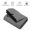 Unique Bargains Super Absorbent Waffle Pattern Tri-Fold Microfiber Golf Towels with D Clips 20"x16" 2 Pcs - 3 of 4