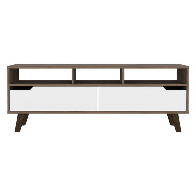 GlasFlength TV Stands and Consoles TV Console Table TV Center TV Stand with Open Storage Shelves for Living Room, White, 15.35"*53.94"*20.08"