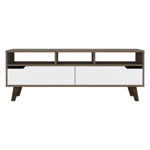 GlasFlength TV Stands and Consoles TV Console Table TV Center TV Stand with Open Storage Shelves for Living Room, White, 15.35"*53.94"*20.08" - 1 of 4