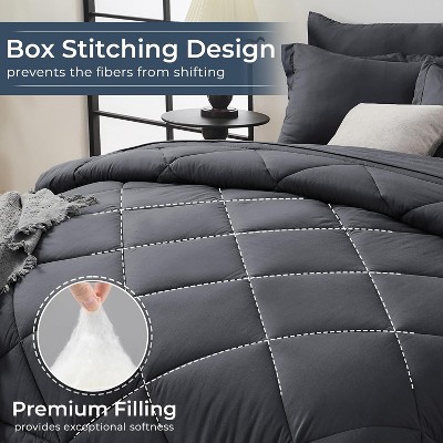 Der Rose BALHAM TRADE-7 Pieces Queen Dark Gray Comforter Set All Season Reversible Ultra Soft Bedding Set Black & Light Grey-Queen 88"x88" — фото 4