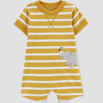 Image of Baby Boys' Rhino Striped Romper - Just One You® made by carter's Yellow Newborn