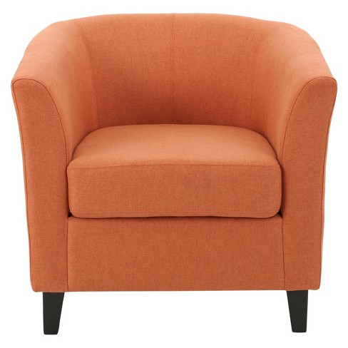 Orange leather club discount chair