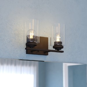 VAXCEL Park Ridge Transitional Bathroom Vanity Lighting Fixture, Clear Cylinder Glass Shade - 1 of 4
