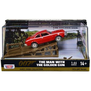 1974 AMC Hornet Red w/White Stripes James Bond 007 "The Man w/the Golden Gun" 1974 w/Display 1/64 Diecast Model Car by Motormax - 1 of 3