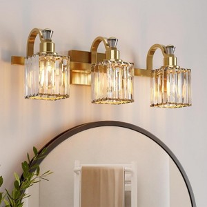 Bathroom Vanity Light Fixtures Modern Crystal Vanity Light Fixtures Over Mirror，Modern Crystal Wall Lighting with Square Shade - 1 of 4