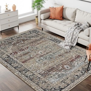 Acekool Abstract Area Rug, Washable Non-Slip Low Pile Carpet for Living Room Bedroom Kitchen, Soft Modern Distressed Accent Rug - 1 of 4