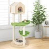Tangkula Wooden Cat Tree 55" Tall Cat Climbing Stand w/ Sisal Scratching Posts Green - 2 of 4