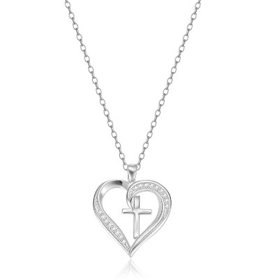 Molenia Cross Necklace Religious Gift for Daughter Teen Girls, Genuine 925 Sterling Silver Pendant Chain Baptism First Communion Confirmation Gift