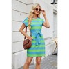 Coolmee Women Summer Mini Dress Striped Cap Sleeve T Shirt Crewneck Casual Dress A Line Tie Waist Sundress - 4 of 4