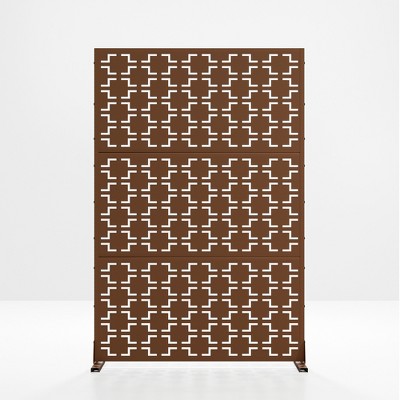 Lirago Brown 72 in. Galvanized Metal Outdoor Privacy Screens Garden Outdoor Fence