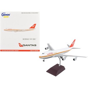 Boeing 747-200 Commercial Aircraft White with Orange Stripes & Red Tail "Gemini 200" 1/200 Diecast Model Airplane by GeminiJets - 1 of 3