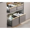 No-Drill Kitchen Cabinet Organizer - Pull-out mesh drawer with wooden handles, adjustable for spices & storage. - 4 of 4