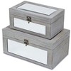 Cheung's Larkspur Set of 2 Gray Washed Mirrored Wood Boxes - 2 of 4