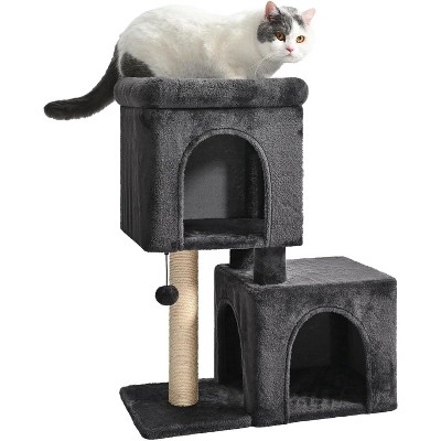30 inch 2 Story Condo Cat Tree with Scratching Posts for Indoor, with Cozy Perch, Replaceable Dangling Balls
