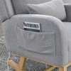 Fabric High Back Rocking Armchair with Lumbar Pillow and Side Pockets - 3 of 4