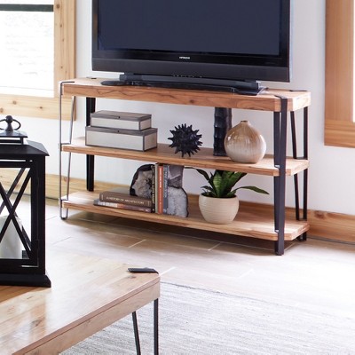 Ryegate 52" Natural Acacia Wood and Metal Media Console with Storage
