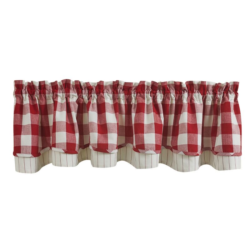 Park Designs Buffalo Check Lined Layered Red Valance 72", 1 of 4