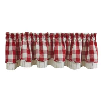 Park Designs Buffalo Check Lined Layered Red Valance 72"