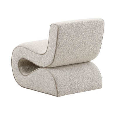 Gray Velvet and Boucle Handcrafted Wiggle Accent Chair