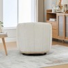 Vynxaria Series Ivory Chenille Swivel Barrel Chair Set of 1 with 360 Degree Rotation Tufted Pumpkin Shape Metal Base 350LB Capacity - 2 of 4
