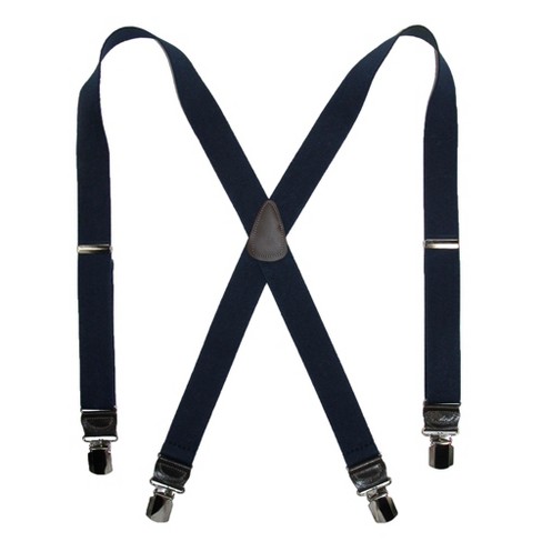 Ctm Men's Elastic Anti Slip Pin Clip Suspenders With Leather Drop Tabs :  Target