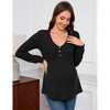 Coolmee Womens Maternity Tops Long Sleeve Pregnancy Tunic Blouses Button V Neck Ribbed Shirts Pregnant Clothes - 3 of 4
