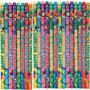 Happy Birthday Pencils (24 Pack) - Assorted Designs, Celebrate Every Day, #2 HB Lead - 1 of 3