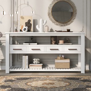 Modern Console Table, Sofa Table With 4 Drawers And 2 Shelves, Classic And Simple Design Entryway Table-Cuddlewood - 1 of 4
