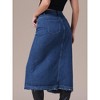INSPIRE CHIC Women's Denim Front Slit Raw Hem High Waisted Midi Jean Skirts - 4 of 4