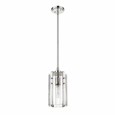 Polished Nickel 12" Mini Pendant with Glass Shade