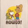 Women's - Peanuts - Franklin And Snoopy Howdy Lightweight French Terry Wide Neck Long Sleeve Shirt - 2 of 4