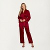 Anna-Kaci Lounge Women's 2-Piece Set Satin Wrap Long Sleeve Belted Top and Wide Leg Pants - 3 of 4