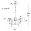 LNC Echonalyri 5-Light 26" Modern Candestick Chandelier,Matte Black and Polished Gold with Smoked Grey Textured glass - 3 of 4