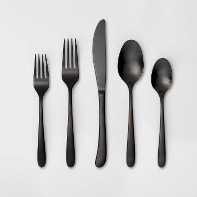 Photo 1 of 5pc Stainless Steel Kayden Silverware Set Matte Black - Threshold&#8482;