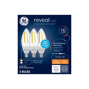 GE 3pk 40W Color Select LED Decorative Light Bulbs Clear - 1 of 4