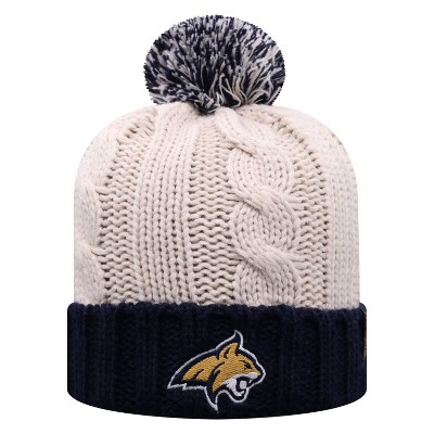 NCAA Montana State Bobcats Women's Natural Cable Knit Cuffed Beanie with Pom