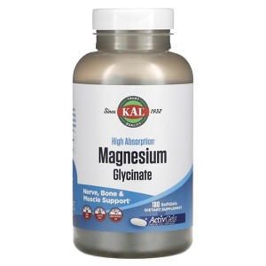 KAL Magnesium Glycinate, High Absorption , 180 Softgels (105 mg per Softgel) - 1 of 4