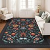 Itopfox Washable Floral Rug for Living Room, Soft Vintage Non Slip Throw Rug with Rubber Back, Low Pile Stain Resistant Boho for Dining Room, Black - 4 of 4