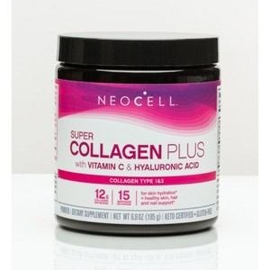 NeoCell Super Collagen Plus with Vitamin C and Hyaluronic Acid, Collagen Type 1 and 3 Dietary Supplement, Keto Certified, Gluten-Free, 6.9 Ounces - 1 of 2