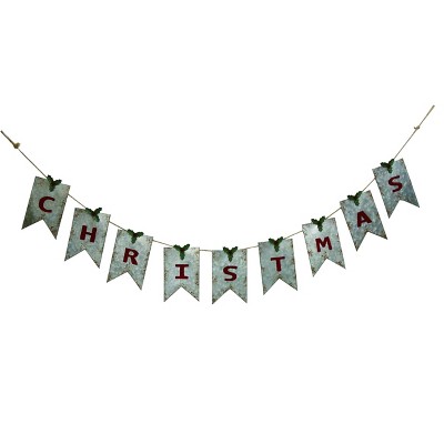 Transpac Metal 68 in. Silver Christmas Galvanized Banner